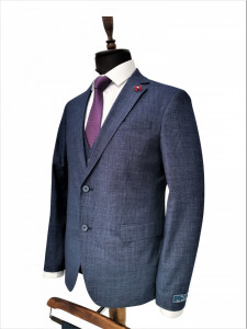 Costum gri-bleu slim fit
