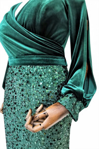 Rochie de ocazie din catifea verde