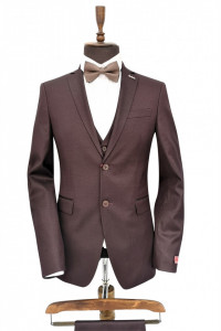 Costum barbati slim fit, talia 1 Christian bordo