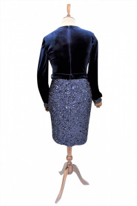 Rochie de ocazie din catifea albastra