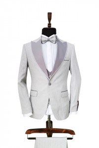 Smoking slim fit Grayson gri deschis