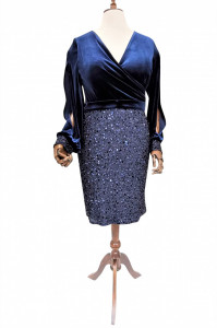 Rochie de ocazie din catifea albastra