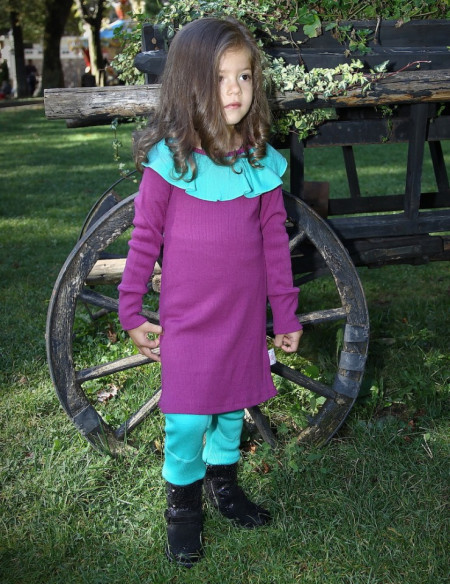 Rochie Rib lână merinos - Purple Wine