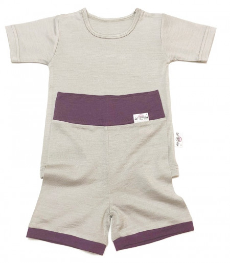 Tricou lână merinos și mătase - Pearl Grey