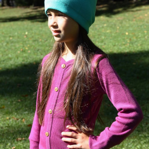 Cardigan Rib lână merinos - Purple Wine