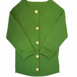Cardigan Rib lână merinos - Apple green