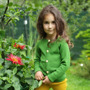 Cardigan Rib lână merinos - Apple green