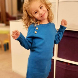 Rochie lână merinos - Ibiza blue
