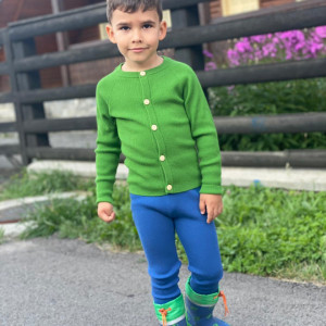 Cardigan Rib lână merinos - Apple green