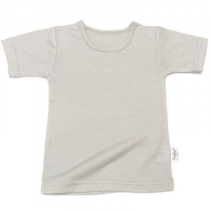 Tricou lână merinos și mătase - Pearl Grey