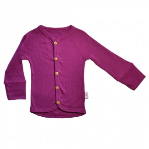 Cardigan Rib lână merinos - Purple Wine