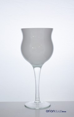 Cupa sticla inalta Floria alba H 35 D 15 cm