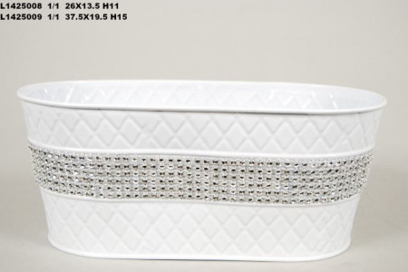 Vas alb cu strasuri 26x13.5xH11 cm