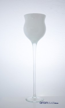 Cupa sticla inalta Floria alba H 55 D 15 cm