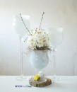 Cupa sticla inalta Floria alba H 25 D 15 cm