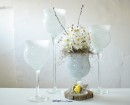Cupa sticla inalta Floria alba H 45 D 15 cm