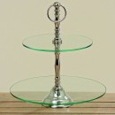 35270 Etajera sticla Dien cu 2 platouri H 31 cm