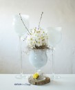 Cupa sticla inalta Floria alba H 35 D 15 cm
