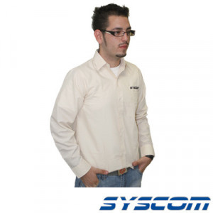 Syscom CMCMAZMSYS Camisa manga larga beige logo SYSCOM (Meda