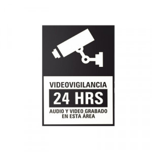 Syscom SYSLETVIDBN10 Letrero de Videovigilancia 24 Hrs Blanc