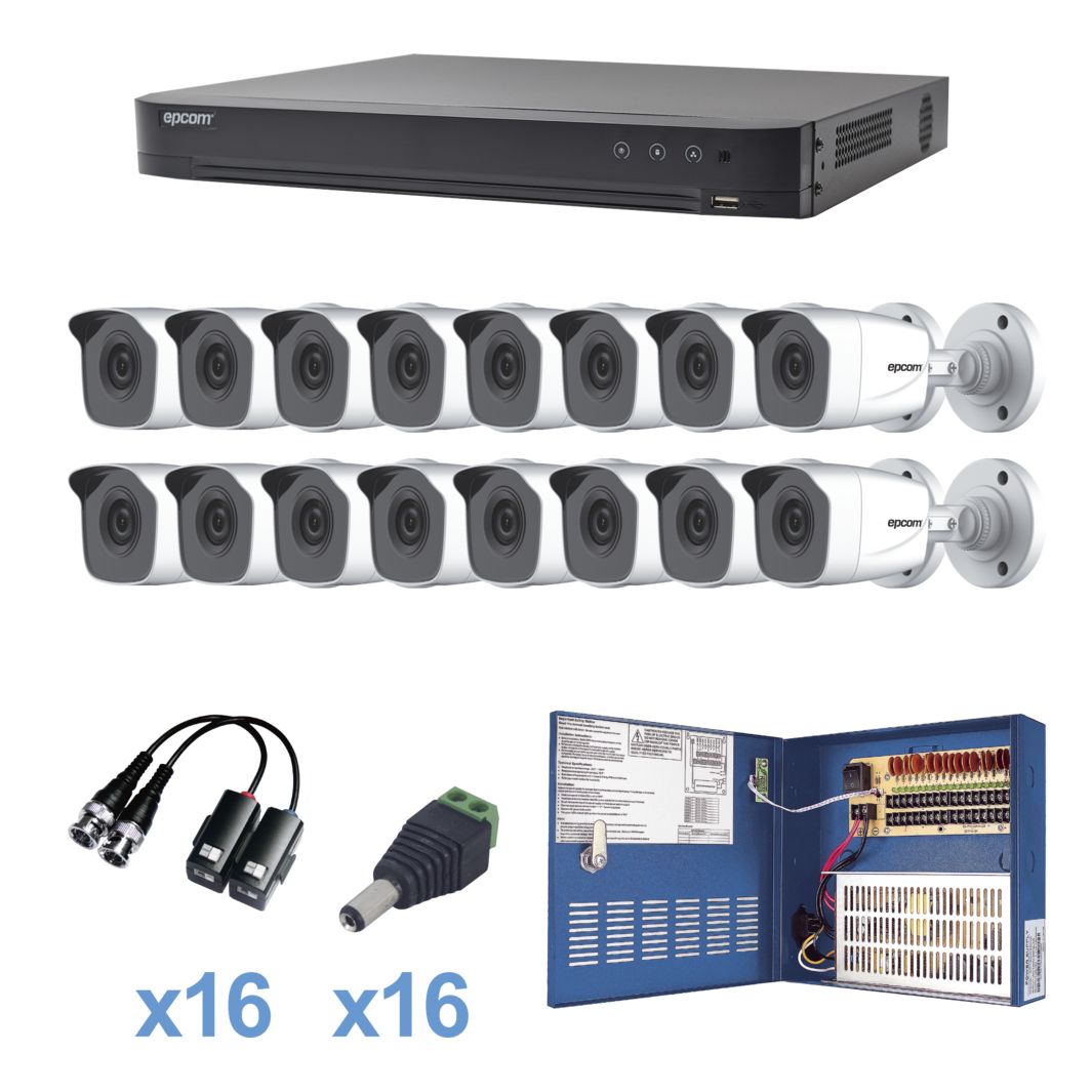 Kevtx8t16bw Epcom KIT TurboHD 1080p / DVR 16 Canales / 16 Ca