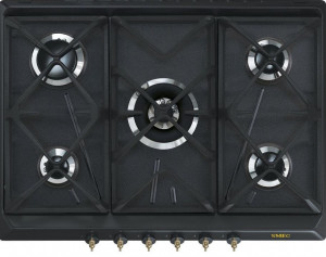 Plită încorporabilă pe gaz, retro, Colonial, 70 cm, antracit, Smeg SRV876AOGH