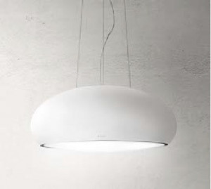 Hotă suspendată, decorativă, cu recirculare, alb mat, 400 mc/h, Elica SEASHELL WH MAT/F/80