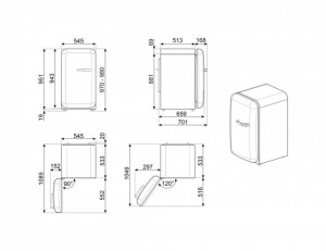 Frigider cu 1 ușă, cu congelator, retro, 50's Style, 97 cm, 105/17 l, negru, balamale în stânga, SmegFAB10LBL5