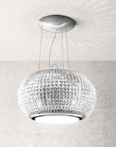 Hotă suspendată, decorativă, cu recirculare, inox, sticlă albă, 384 mc/h, Elica INTERSTELLAR IX/F/65