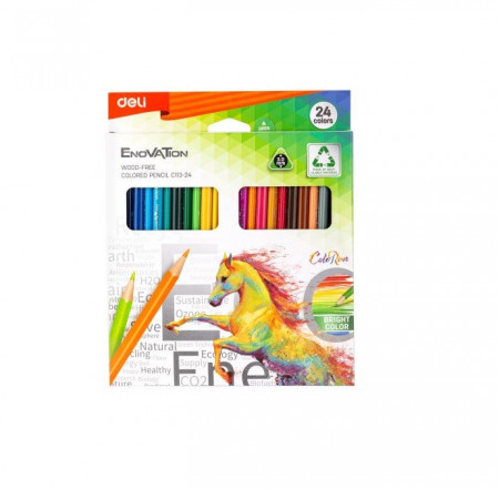 Creioane colorate plastic 24 culori DELI