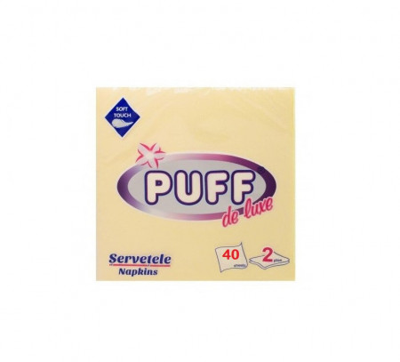 Servetele de masa Puff de Lux 33 x 33 mm, 2 straturi, 40 buc/set, Crem