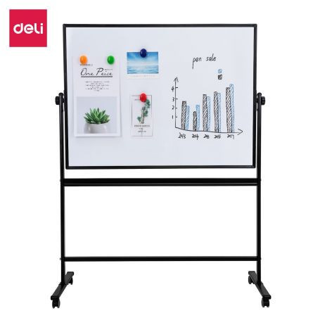 Whiteboard mobil magnetic cu rama din aluminiu 90 x 120 cm Deli + Cadou set markere