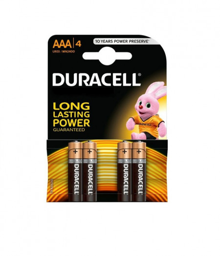 Baterii Alkaline Duracell AAA LR03/MN2400 long power 4buc/set