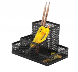 Organizer metalic Mesh, de birou, 4 compartimente, 3A negru