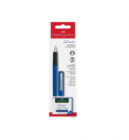 Blister Stilou Scolar Albastru si 6 Cartuse Faber-Castell