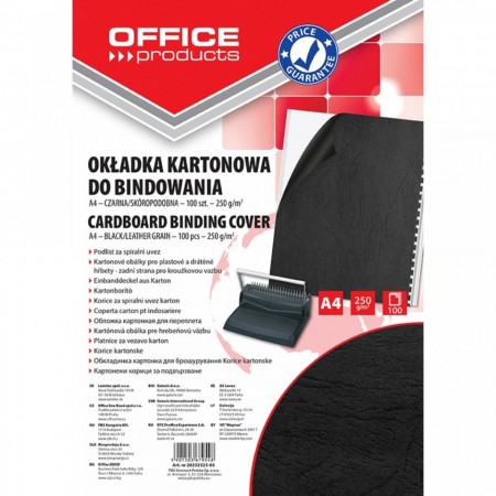 Coperta carton imitatie piele 250g/mp, A4, 100/top Office Products negru