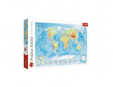 Puzzle Ilustrat TREFL- Harta Fizica a Lumi, 1000 piese, 68 x 48 cm