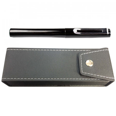 Roller metalic negru cu accesorii cromate, in cutie imitatie piele