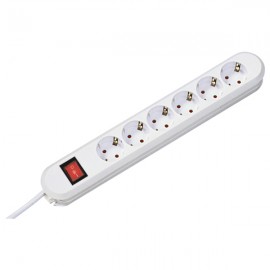 Prelungitor BACHMANN Smart 381.250K, 6 prize Schuko, 1.5m, H05VV-F 3G1.5mm, intrerupator, alb