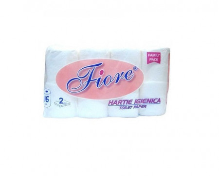 Hartie igienica Fiore, 2 straturi, 16 role, Alb