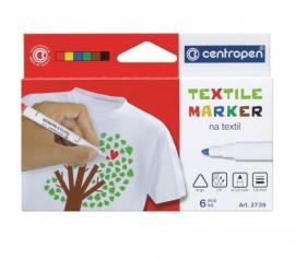 Markere pentru textile 6 culori/set CENTROPEN 2739