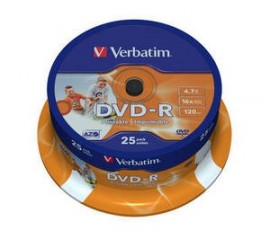 DVD-R VERBATIM 16x, 4.7GB, Printabil, 25buc - Spindle