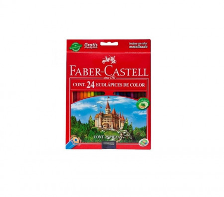 Creioane colorate 24 culori + ascutitoare Eco L Faber-Castell