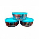 Set 3 Caserole Rotunde din Sticla cu Capace 450ml