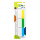 Stick index plastic transp. margine color 37 x 50 mm, 3 x 10file/set, Stick"n - 3 culori neon