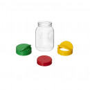 Borcan patrat din plastic cu capac 63 mm, 400 ml
