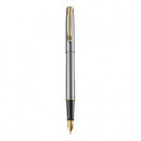 DIPLOMAT Traveller - Steel Gold - stilou cu penita M, placata cu Aur 24 k