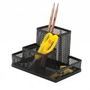 Organizer metalic Mesh, de birou, 4 compartimente, 3A negru