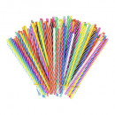 Paie plastic drepte color cu dungi, 240 x 7 mm, 200 buc/set