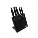 Set 5 cutite si suport magnetic din MDF negru, Brio NightVision